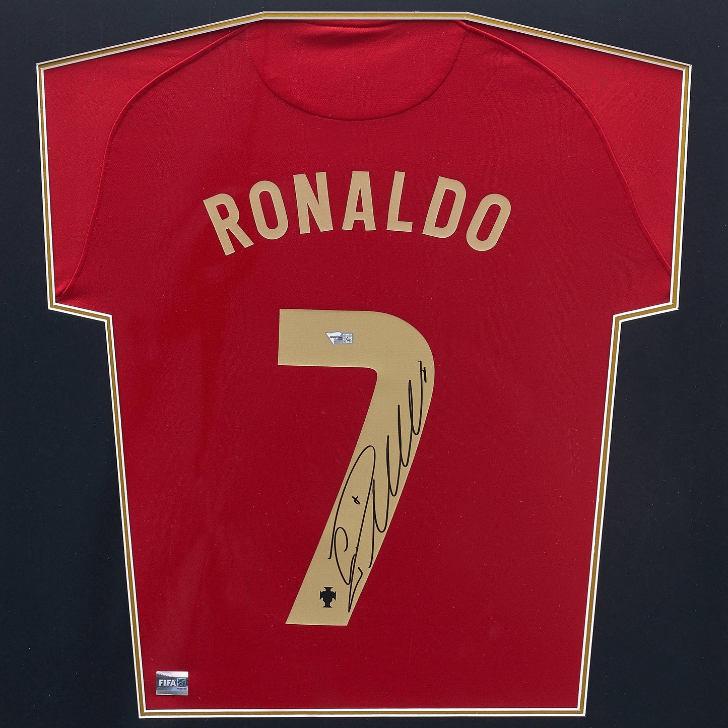 Maillot Domicile Officiel Portugal 2020/21 Cristiano Ronaldo Dédicacé et Encadré Coupe du Monde FIFA