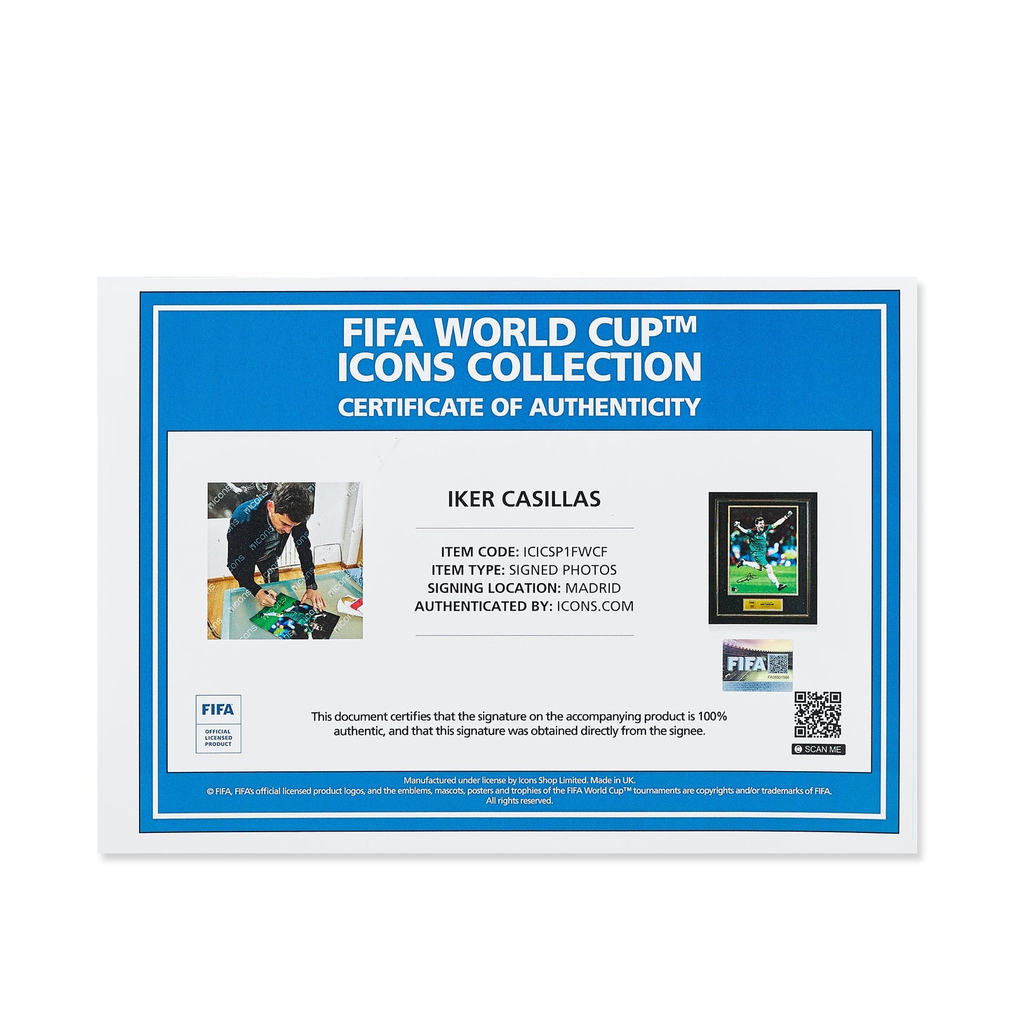 Photo Officielle Signée et Dédicacée Iker Casillas Pays-Bas : Finale Coupe du Monde FIFA 2010 vs Pays-Bas
