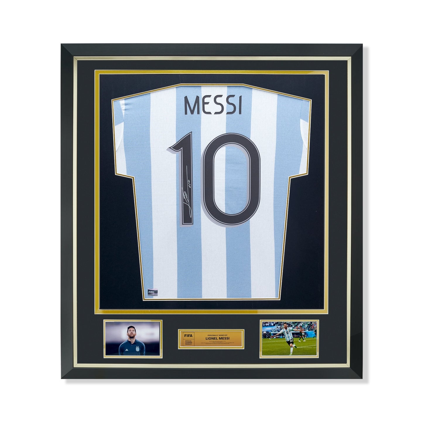 Maillot Domicile Officiel Argentine Lionel Messi Dédicacé et Encadré Coupe du Monde FIFA