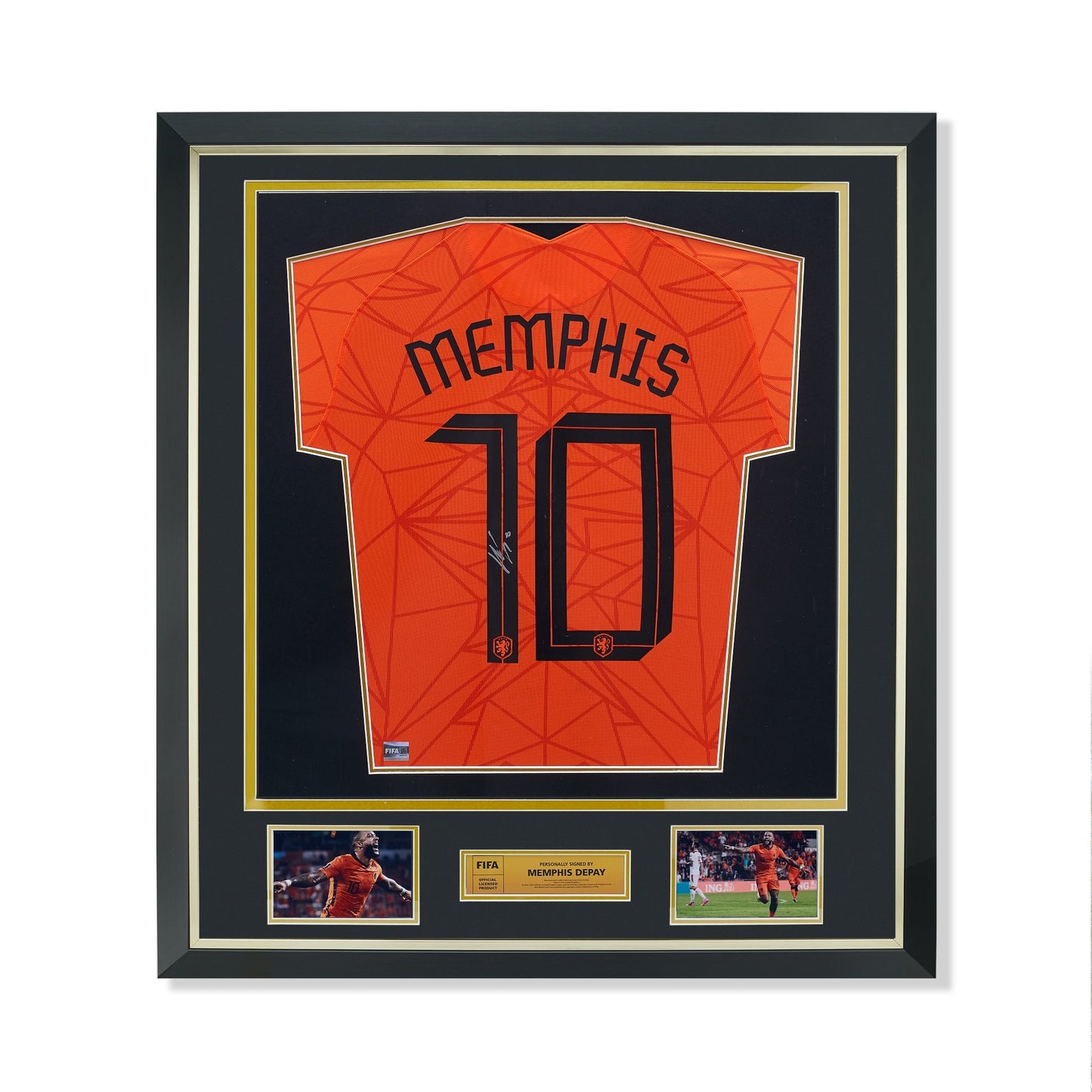 Maillot Domicile Officiel Pays-Bas 2020/21 Memphis Depay Dédicacé et Encadré Coupe du Monde FIFA