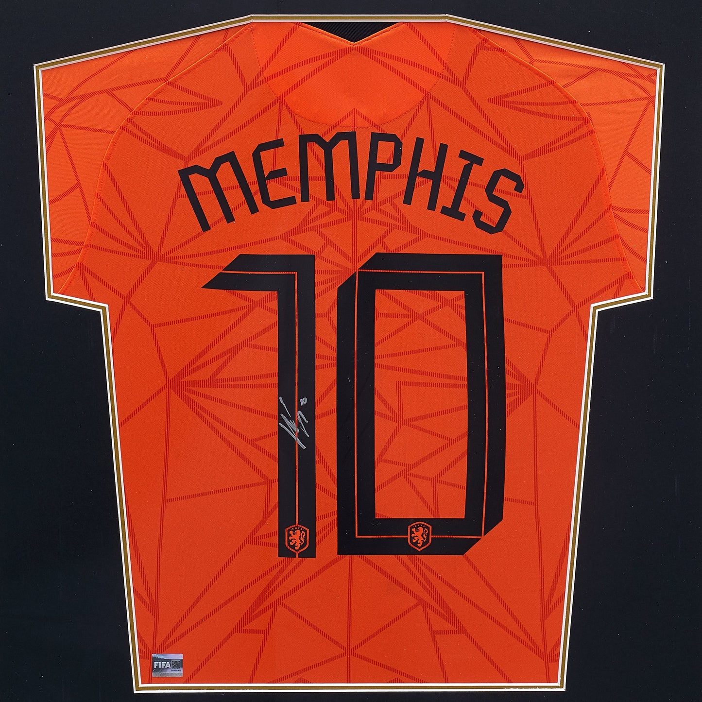 Maillot Domicile Officiel Pays-Bas 2020/21 Memphis Depay Dédicacé et Encadré Coupe du Monde FIFA