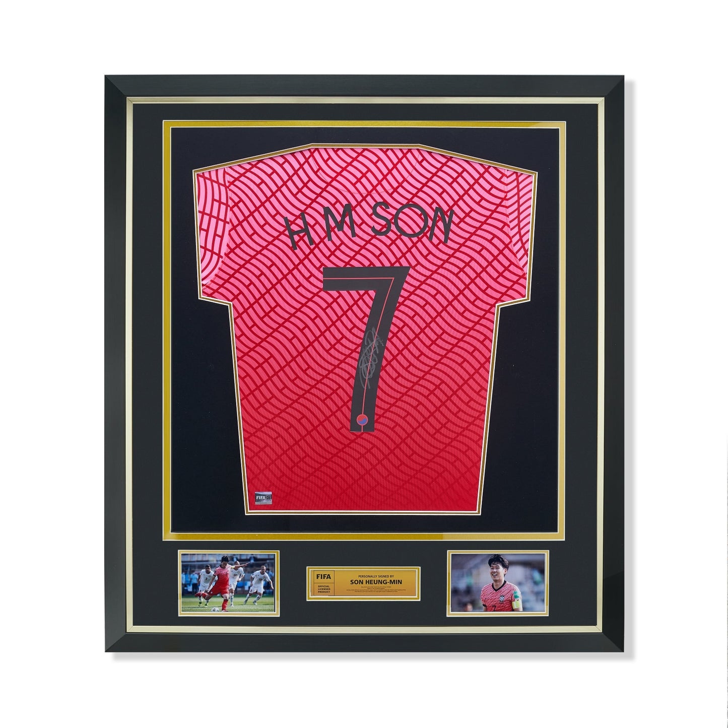 Maillot Domicile Officiel Corée du Sud 2020 Son Heung-Min Dédicacé et Encadré Coupe du Monde FIFA