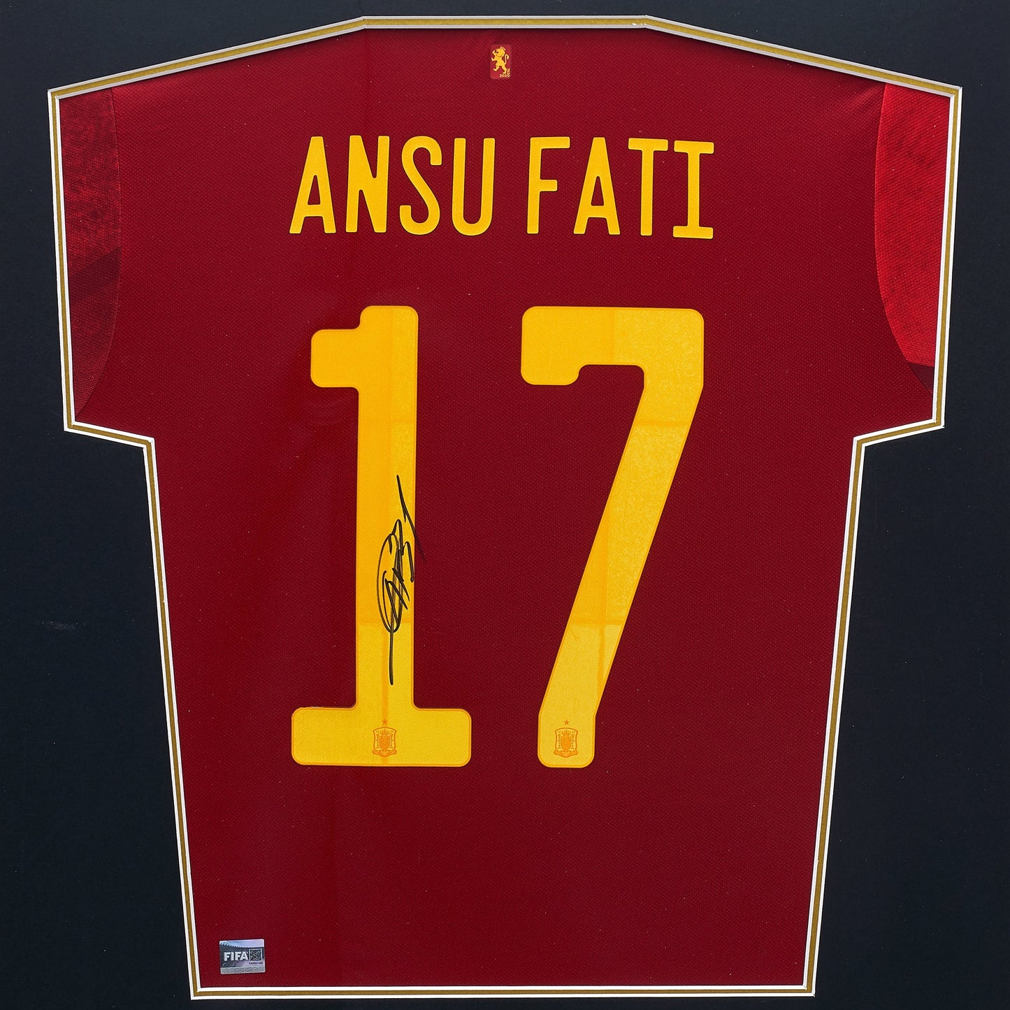 FIFA World Cup Ansu Fati Official Back Signed And Framed Spain 2020-21 Home Shirt