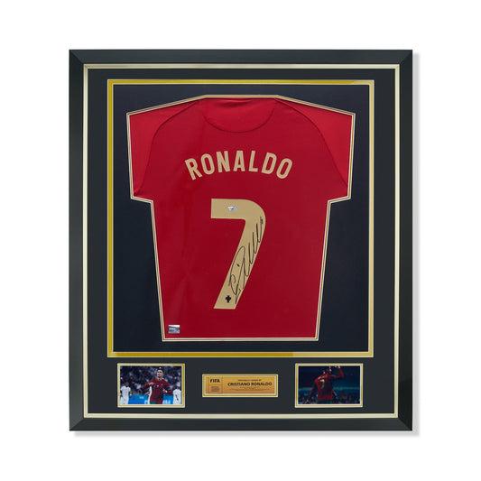 Maillot Domicile Officiel Portugal 2020/21 Cristiano Ronaldo Dédicacé et Encadré Coupe du Monde FIFA