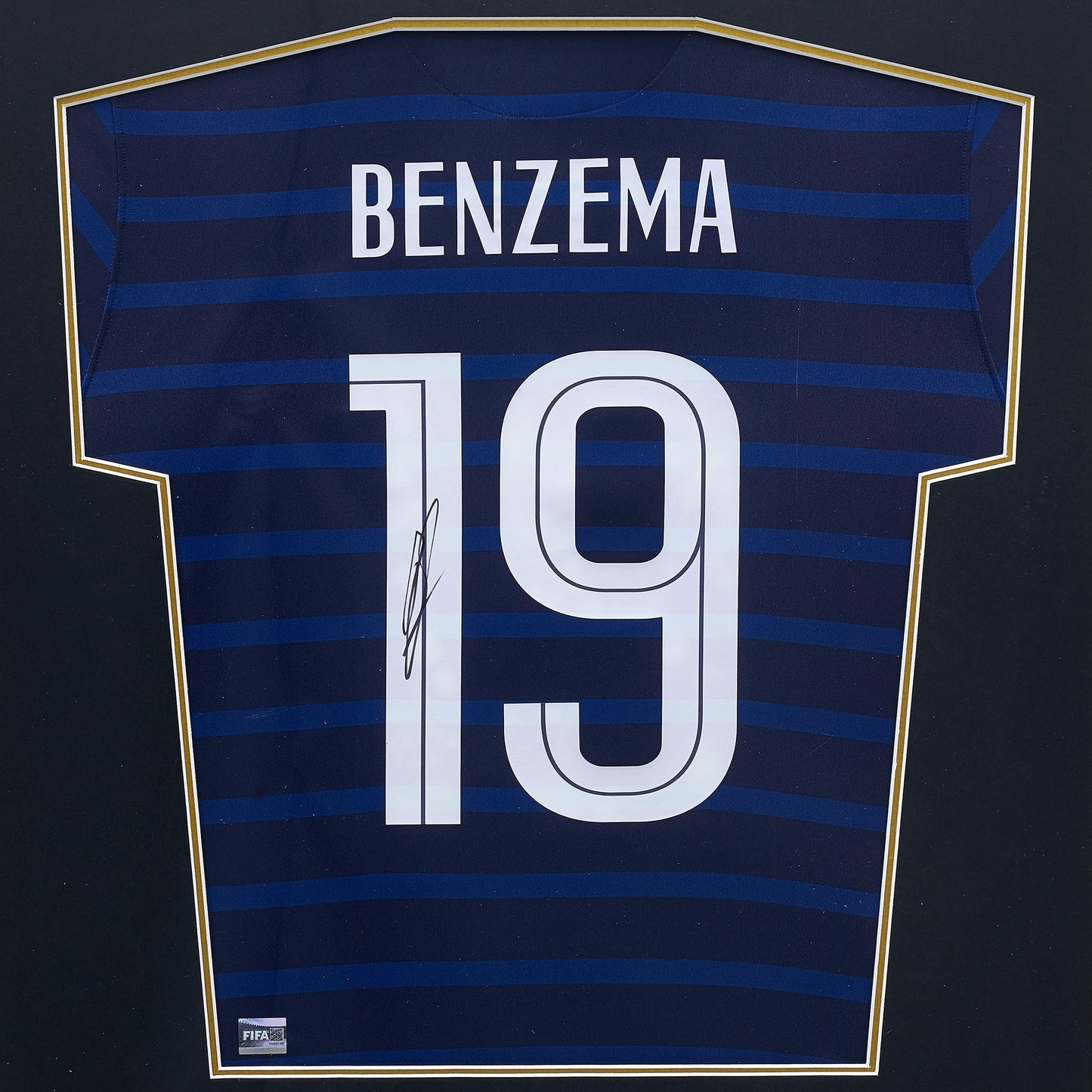 Maillot Domicile Officiel France 2020/21 Karim Benzema Dédicacé et Encadré Coupe du Monde FIFA