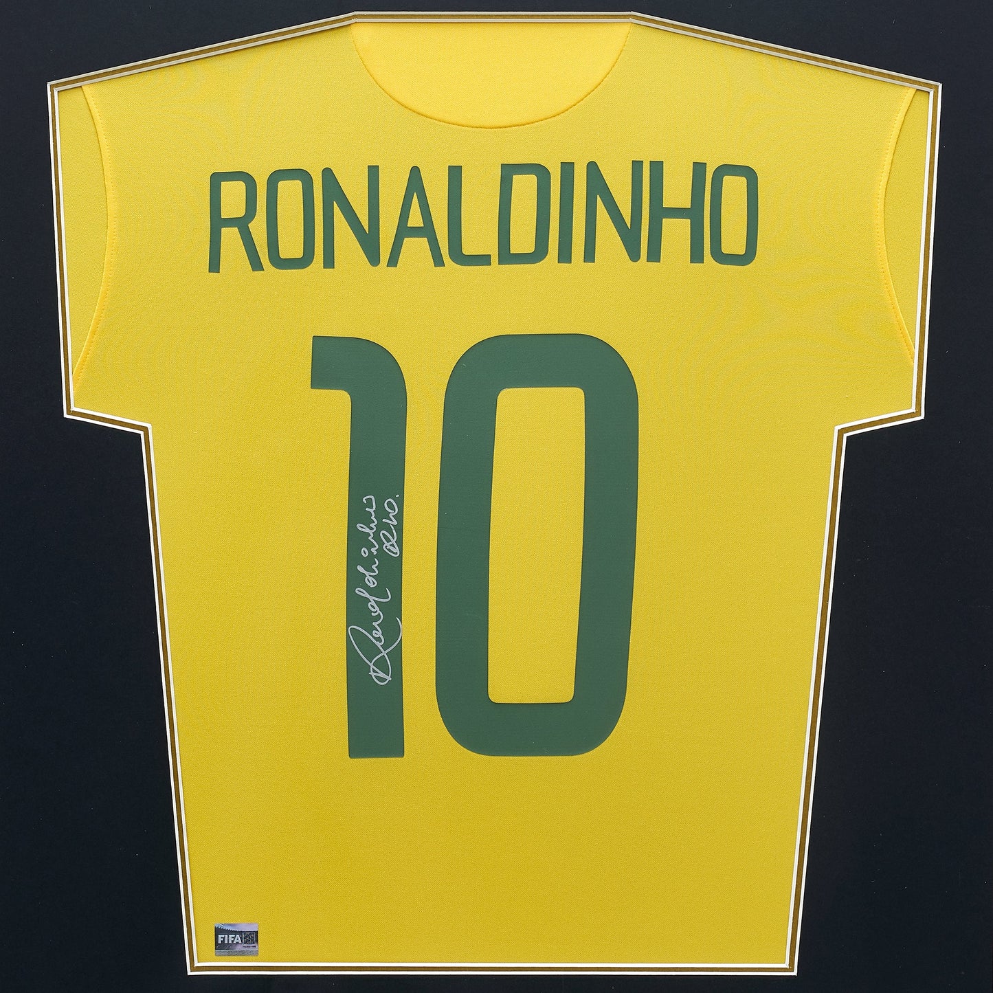 FIFA World Cup Ronaldinho Official Signed And Framed Brazil Home Shirt