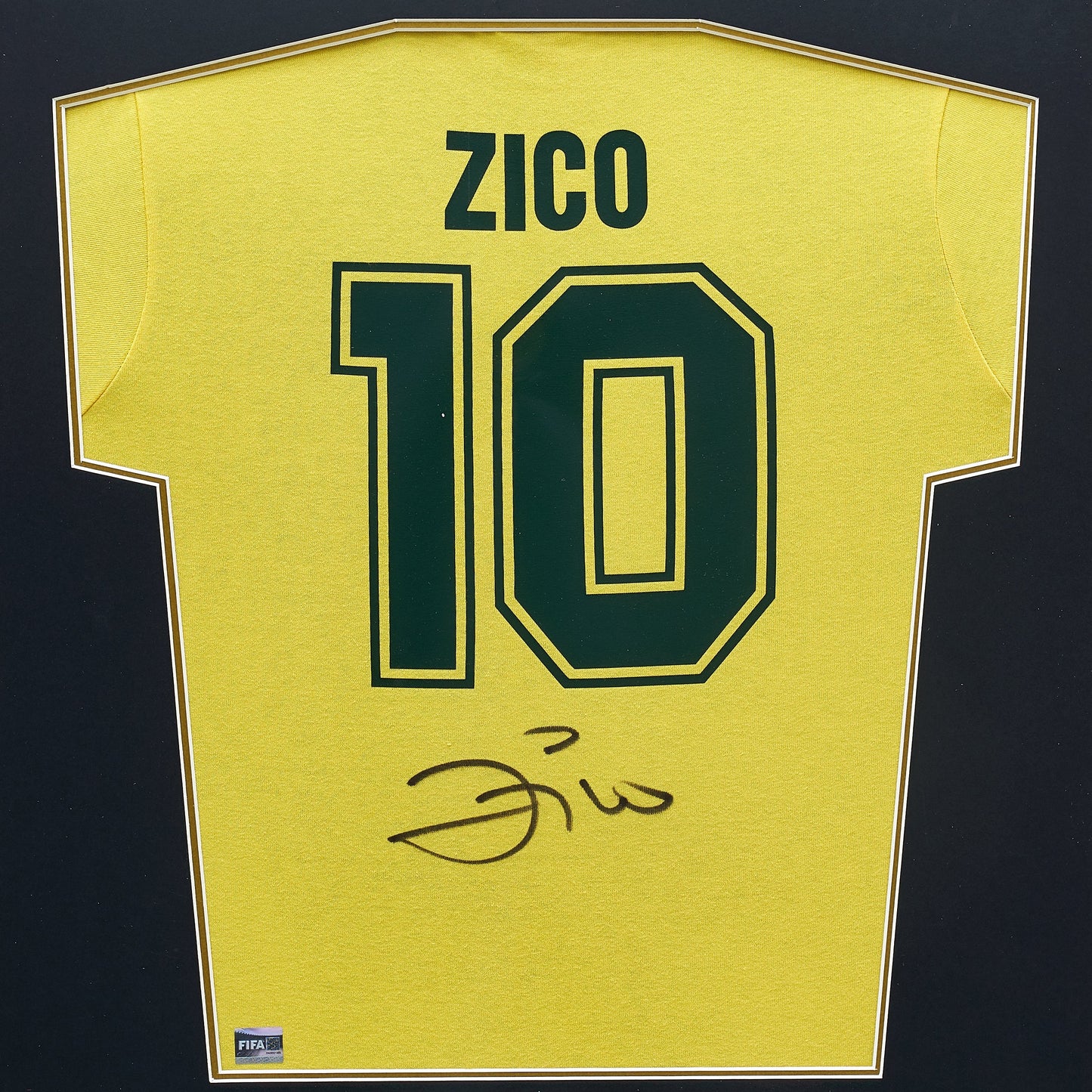 FIFA World Cup Zico Official Back Signed And Framed Brazil 1982 Home Shirt